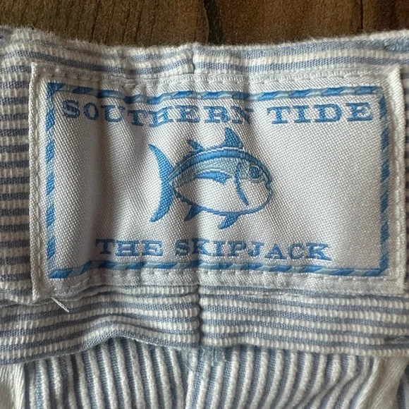 Southern Tide Seersucker Shorts Mens 38 Blue White Stripe Preppy - Picture 5 of 7